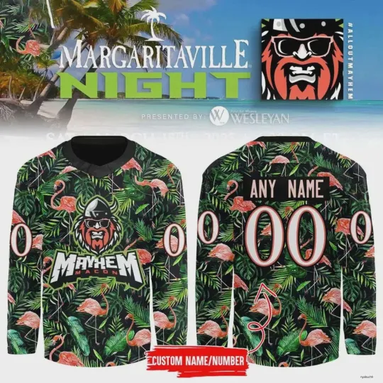 Personalized Macon Mayhem 2025 Margaritaville Night Limited Edition Men's Hockey Jersey
