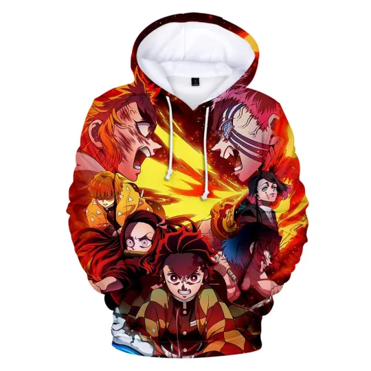 Discover demon Kimetsu no Yaiba Hoodie 3D Print Pullover Sweatshirt Unisex Adults
