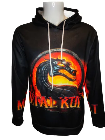 Discover Mortal Kombat Action Hoodie Sweatshirt Long Sleeve White 3D Print-NEW