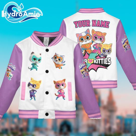Discover Personalized Super Kitties Varsity Jacket, Disney Super Kitties Baseball Jacket, Kids Youth Adult Varsity Jacket