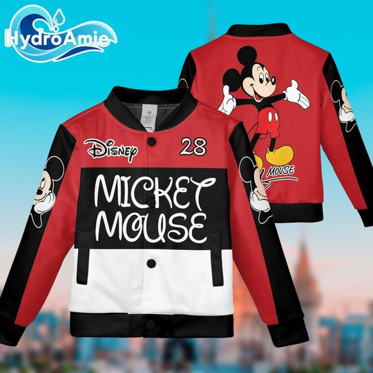Discover Mickey Mouse Baseball Jacket  Disney Varsity Jacket for Adult Kid Youth, Family Matching Mickey Outfit, Cartoon Character Jacket