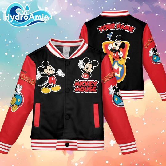 Discover Custom Mickey Mouse Baseball Jacket  Disney Varsity Jacket for Adult Kid Youth, Family Matching Mickey Outfit, Cartoon Character Jacket