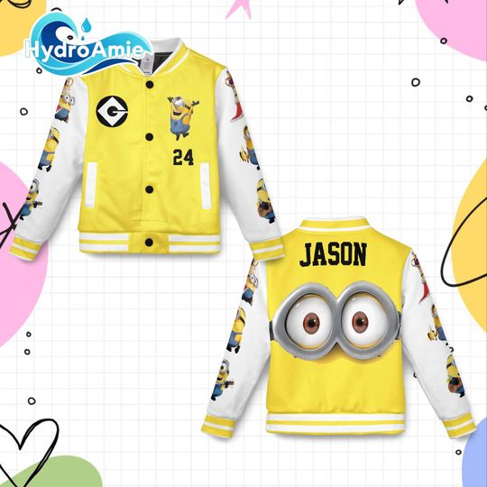 Discover Personalized Minion Varsity Jacket, Disney Minions Baseball Jacket, Kids Youth Adult Varsity Jacket