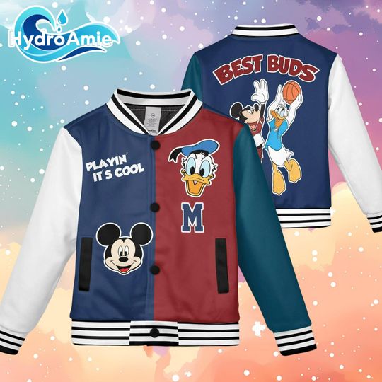 Discover Disney Mickey And Donald Baseball Jacket, Disney Best Friends Varsity, Disneyland Baseball Team Matching Outfit, Birthday Gift
