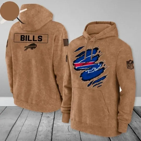 Discover Buffalo 1Bill football Salute To Service Club Pullover 3D Hoodie