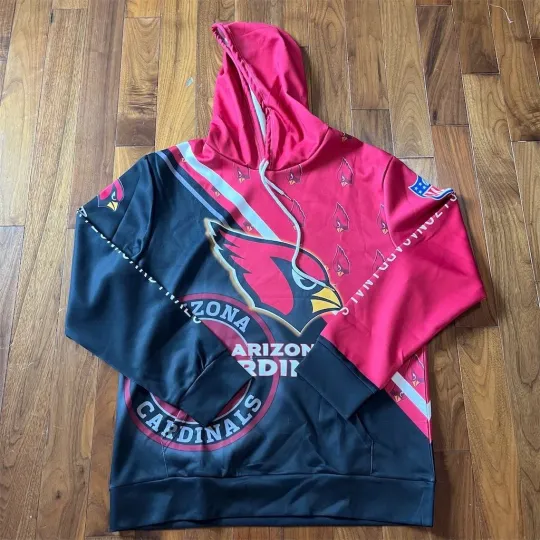 Discover football Arizonna Cardinals 3D Pullover Hoodie Men's L Red Football Graphic