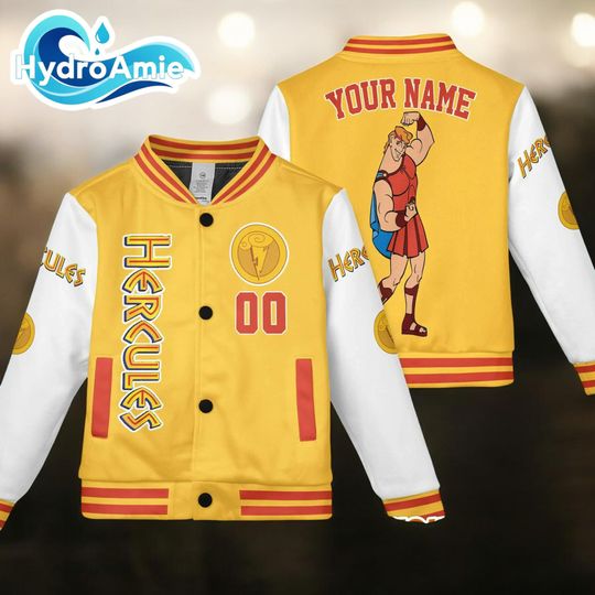 Custom Hercules Varsity Jacket, Personalized Disney Hercules Baseball Jacket, Hercules Kids Youth Adult Varsity Jacket