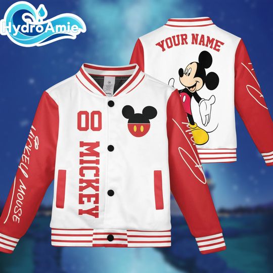 Discover Mickey Mouse Baseball Jacket  Disney Varsity Jacket for Adult Kid Youth, Family Matching Mickey Outfit, Cartoon Character Jacket