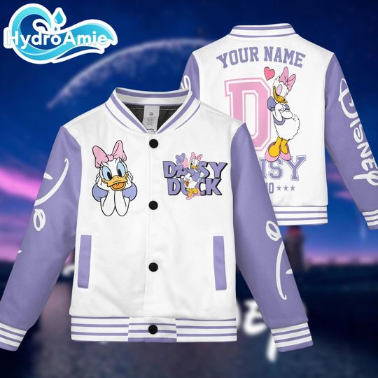 Daisy Duck With Daisy Kids and Youth Baseball Jacket, Aldult Unisex Varsity Baseball Jacket