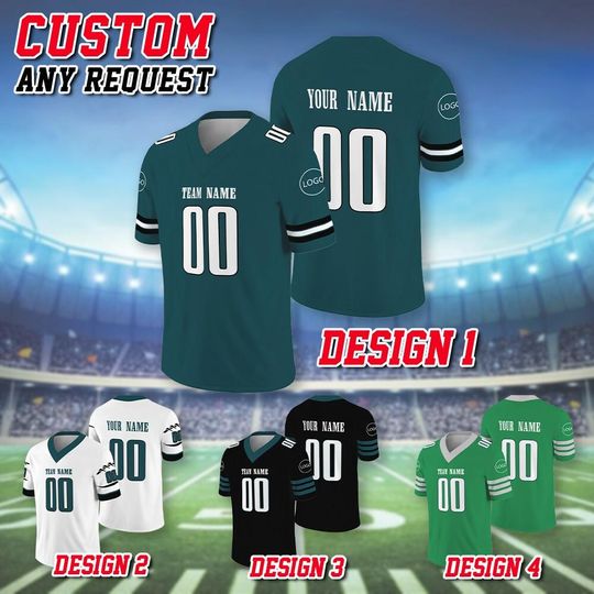 Custom Team Philadelphia Football Jersey, Custom Team Name Number Logo Football Jersey, Philadelphia Team Football Lovers