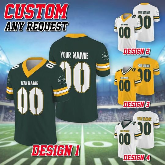Discover Custom Team Green Bay Football Jersey, Custom Team Name Number Logo Football Jersey, Green Bay Team Football Lovers