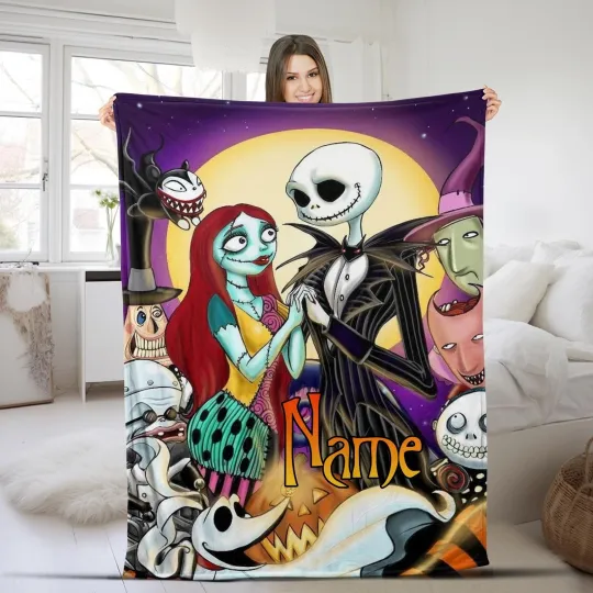 Custom Jack Skellington Sally Blanket The Nightmare Before Christmas Blanket