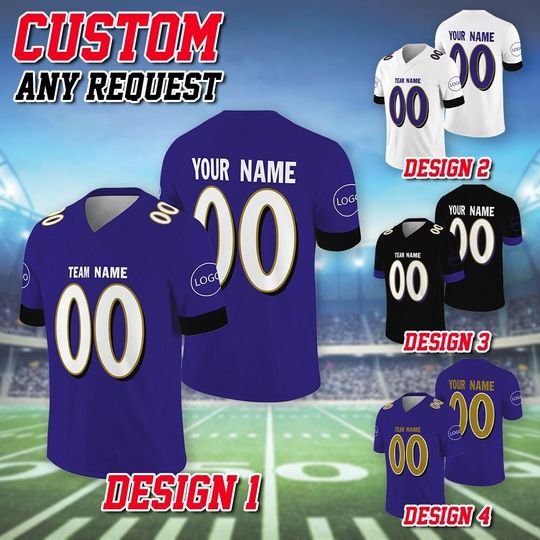 Discover Custom Team Baltimore Football Jersey, Custom Team Name Number Logo Football Jersey, Baltimore Team Football Lovers