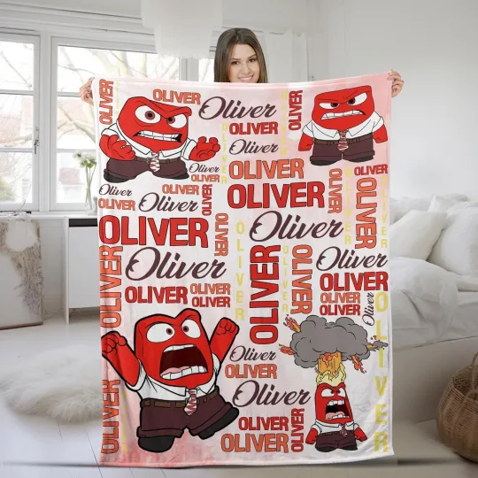Discover Personalized Anger Watercolor Disney Pixar Inside Out Blanket, Disgust Sadness