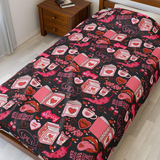 Discover Book Lovers Fleece Blanket for ReadingNook, Cozy Throw for Book Clubs and Romance Readers