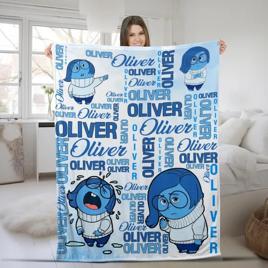 Discover Personalized Sadness Watercolor Disney Pixar Inside Out Blanket, Disgust Anger