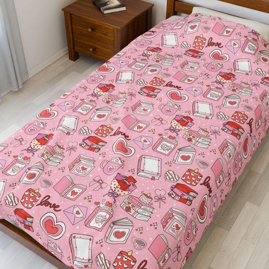 Discover Romance Book Blanket for Book Lovers, Valentines Day Gift, Pink Romantasy Blanket, Spicy Book Nook Decor