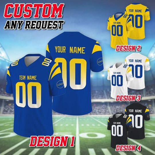 Discover Custom Team Los Angeles Football Jersey, Custom Team Name Number Logo Football Jersey, Los Angeles Team Football Lovers