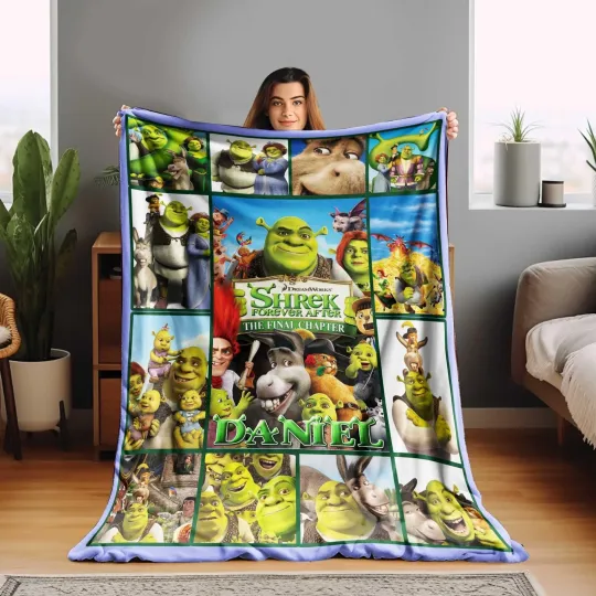 Personalized Name Shrek Characters Blanket/Shrek Movie Blanket/Custom Shrek