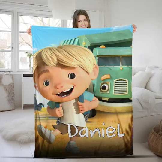 Discover Custom Trash Truck Blanket, Personalized Trash Truck Fleece Blanket, Custom