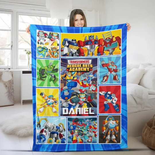Discover Custom Name Rescue Bots Blanket, Cartoon Characters Blanket,Baby Girl, Baby Boy