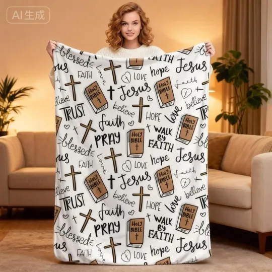 Discover Jesus Christian Fleece Blanket, Gift for Kid