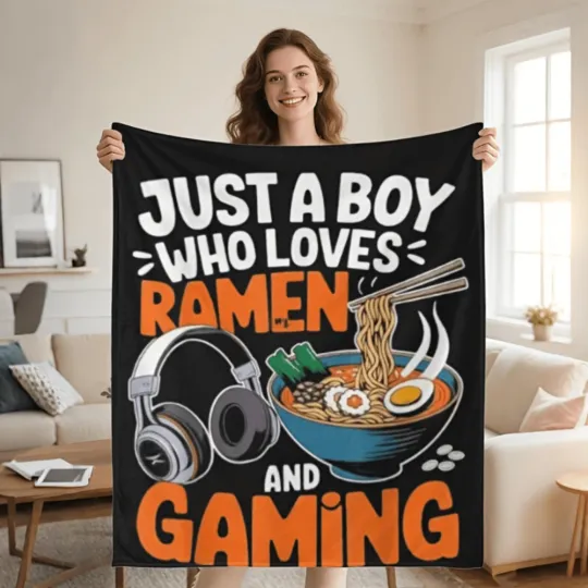Discover Ramen & Gaming Fleece Blanket, Gift for Kid
