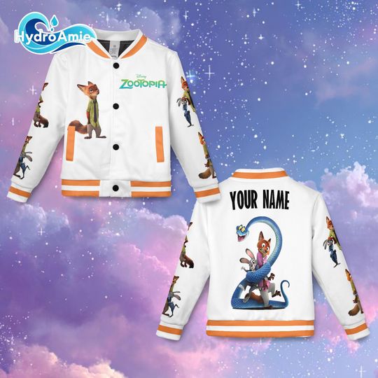 Discover Custom Cartoon Animal Varsity Jacket, Zootopia Inspired Baseball Jacket, Personalized Name Jacket for Kids & Adults