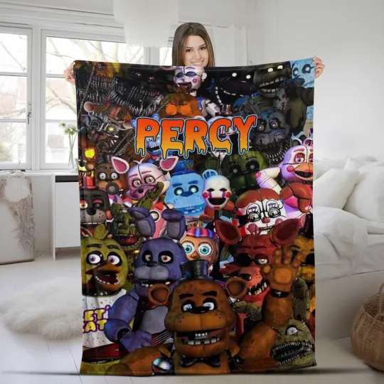 Custom Name Five Nights At Freddy's Blanket, Personalized Blankets Blanket,