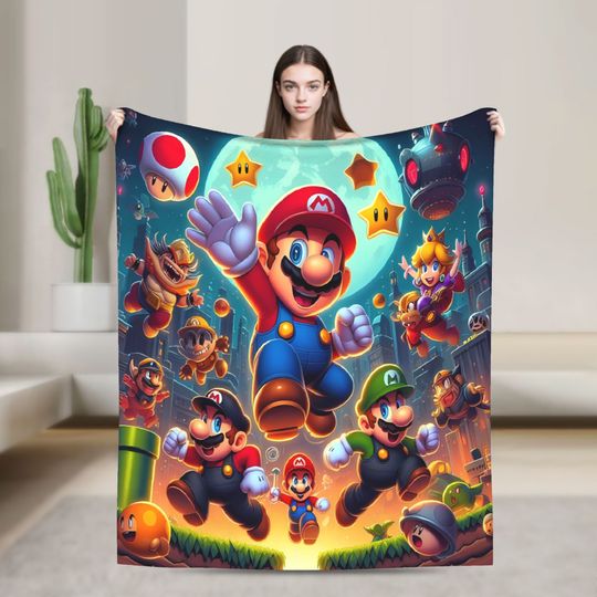 Discover 3D Super M-Marios Bros Cartoon  Fleece Blanket