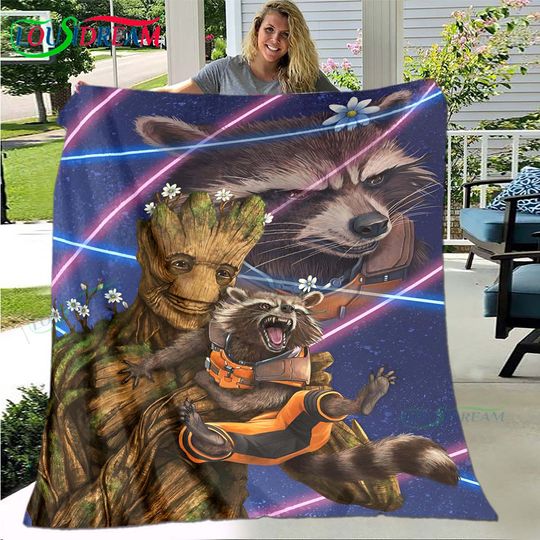 Fashion Groot 、Rocket Raccoon Fleece Blanket