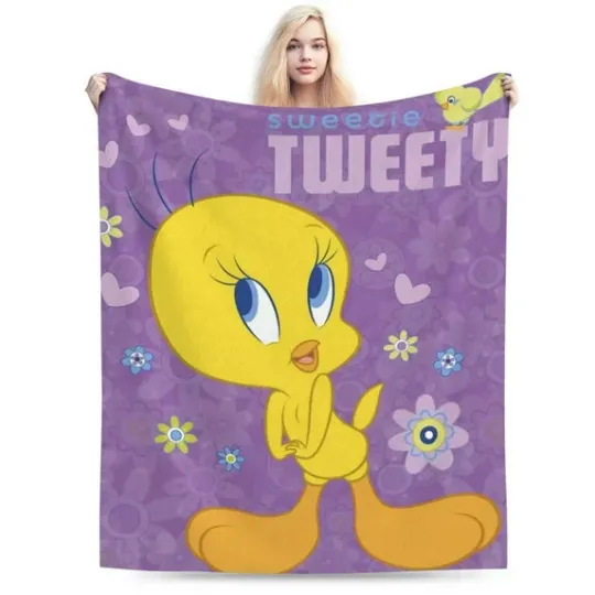 Sweetie Tweety Bird Blanket, Looney Tunes Cartoon Movie Fleece Blanket