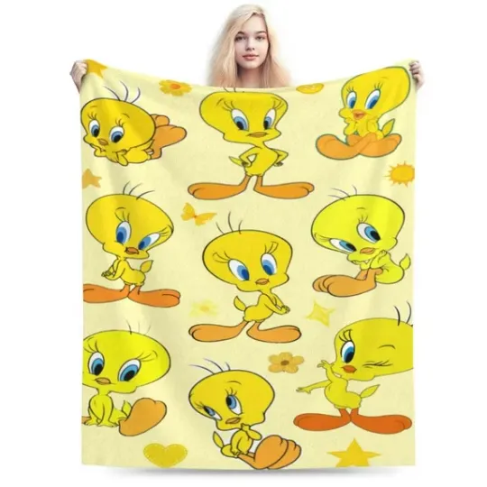 Funny Tweety Bird Characters Blanket, Looney Tunes Cartoon Movie Fleece Blanket
