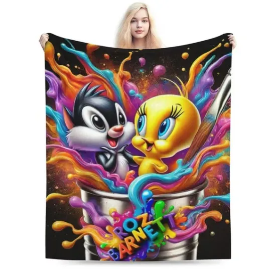 Tweety Bird Movie Blanket, Looney Tunes Cartoon Fleece Blanket