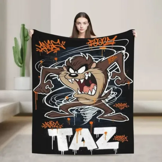 Taz-Mania Fluffy Looney Tunes Blanket, Looney Tunes Cartoon Movie Fleece Blanket