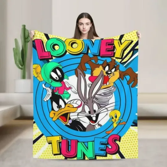 Cartoons Looney Tunes Flim Blanket, Looney Tunes Cartoon Movie Fleece Blanket