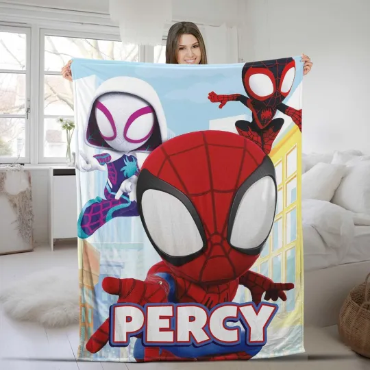 Discover Personalized Spidey And His Amazing Friends Blanket, Custom Name Spiderman