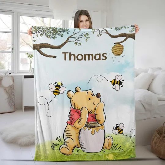 Discover Personalized Winnie The Pooh Blanket/Pooh Bear Blanket/Winnie The Pooh And