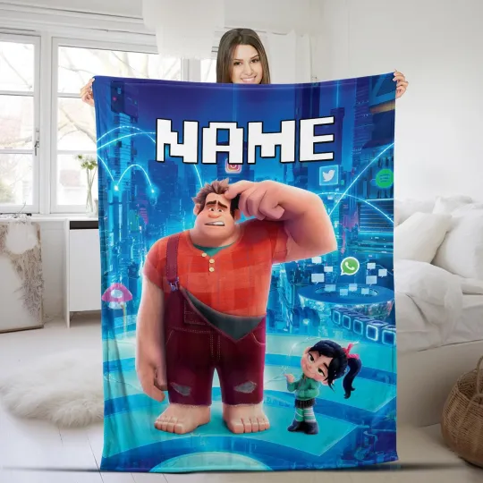 Custom Disney Wreck-it Ralph Blanket, Disney Cartoon Blanket, Custom Name