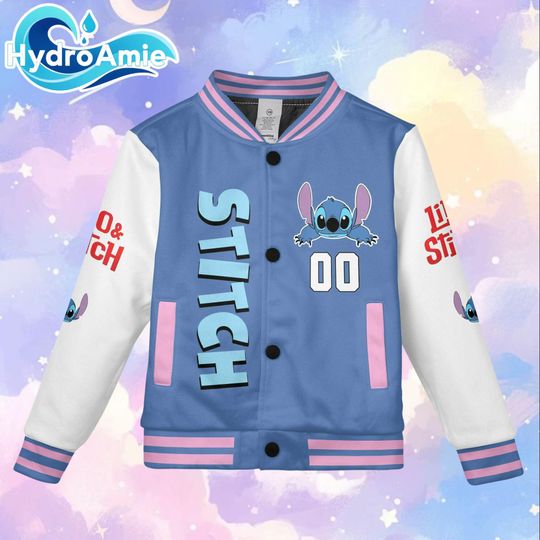 Discover Custom Stitch Varsity Jacket, Personalized Disney Lilo and Stitch Baseball Jacket, Stitch Kids Youth Adult Varsity Jacket