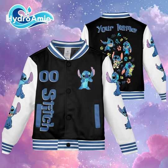 Discover Custom Stitch Black Varsity Jacket, Adult Varsity Jacket, Personalized Disney Jacket, Baseball Team Outfit, Disney Uniform Varsity