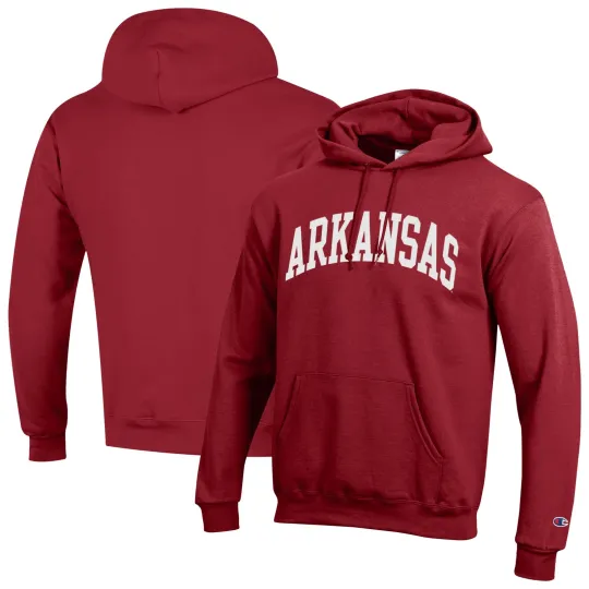 Men's Champion Arkansas Razorbacks Cardinal Arch Fleece Pullover Hoodie