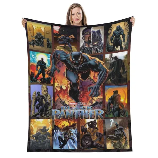 Personalized Black Panther Fleece Plush Fleece Blanket, Marvel Blanket, Blanket