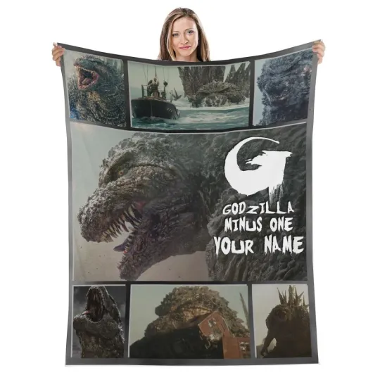 Persionalized god zilla minus one Fleece Plush Fleece Blanket. Gift for Friends.
