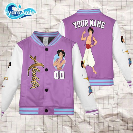Custom Aladdin Varsity Jacket, Personalized Disney Aladdin Baseball Jacket, Aladdin Kids Youth Adult Varsity Jacket