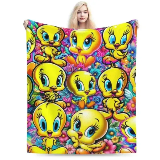 Tweety Bird Characters Blanket, Looney Tunes Cartoon Movie Fleece Blanket
