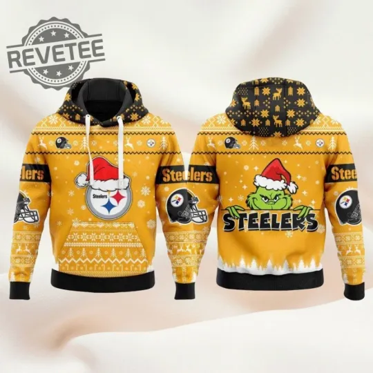 Discover football Pittsburgh Steeler X Christmas Grinchs 2025 Hoodie 3D All Size Unisex