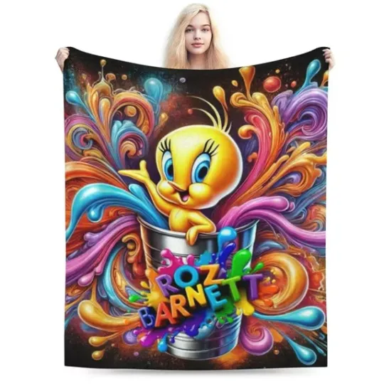 Funny Tweety Bird Blanket, Looney Tunes Cartoon Movie Fleece Blanket
