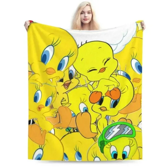 Characters Tweety Bird Funny Blanket, Looney Tunes Cartoon Movie Fleece Blanket