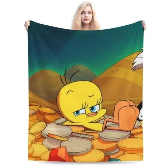 Discover Tweety Bird Money Characters Blanket Looney Tunes Cartoon Movie Fleece Blanket